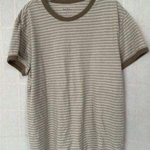 Goodfellow & Co Men's Short Sleeve Striped Tee - Olive and Cream